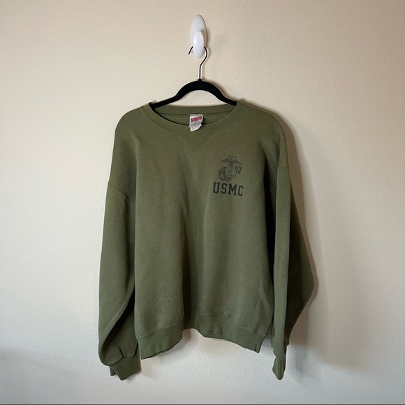 Marine Corps sweatshirt in olive green - Picture 1 of 4